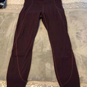 Burgundy Athleta Salutation Tights